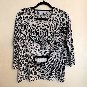Designers O leopard print 3/4 sleeve sweater